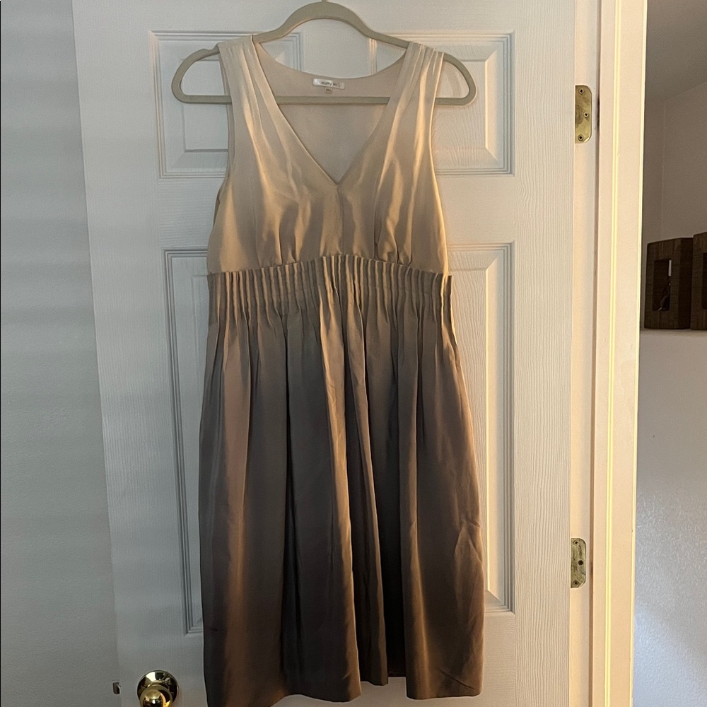 Matty M Beige and Gray Asymmetrical Dress